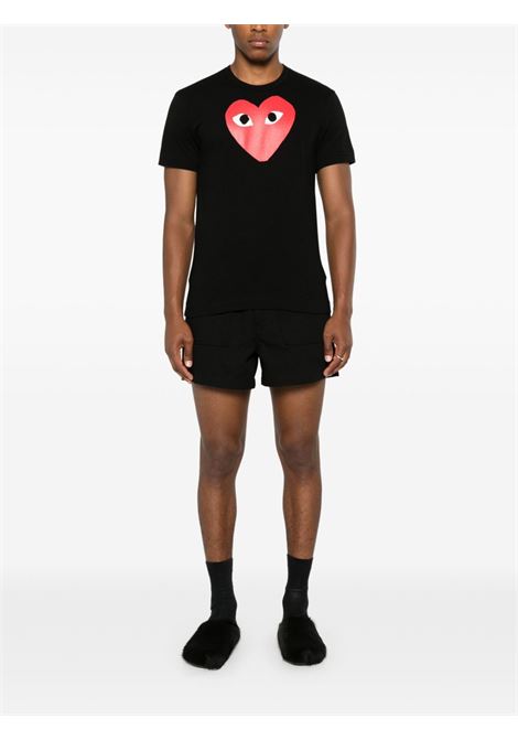 logo print knit t-shirt unisex black COMME DES GARÇONS PLAY | AX-T112-0511